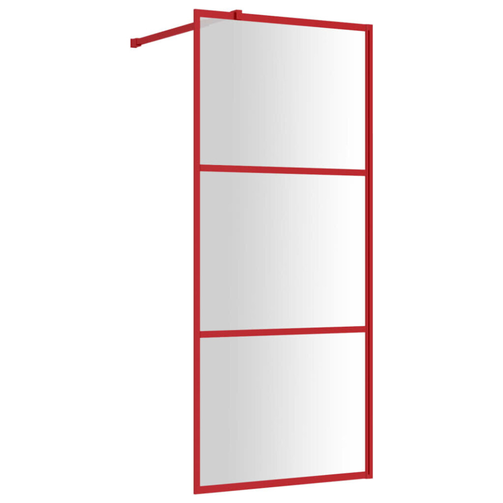 vidaXL Walk-in Shower Wall Bath Screen Shower Screen With Clear ESG Glass Red