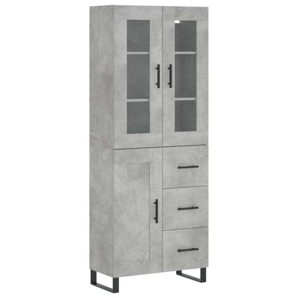 vidaXL Highboard Sideboard Cupboard Side Cabinet Concrete Grey Engineered Wood