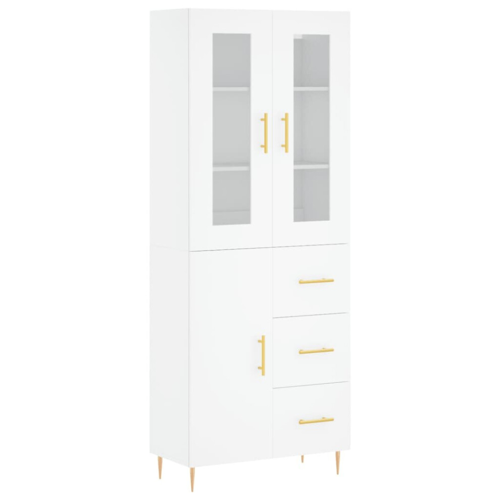 vidaXL Highboard Sideboard Cupboard Storage Cabinet White Engineered Wood