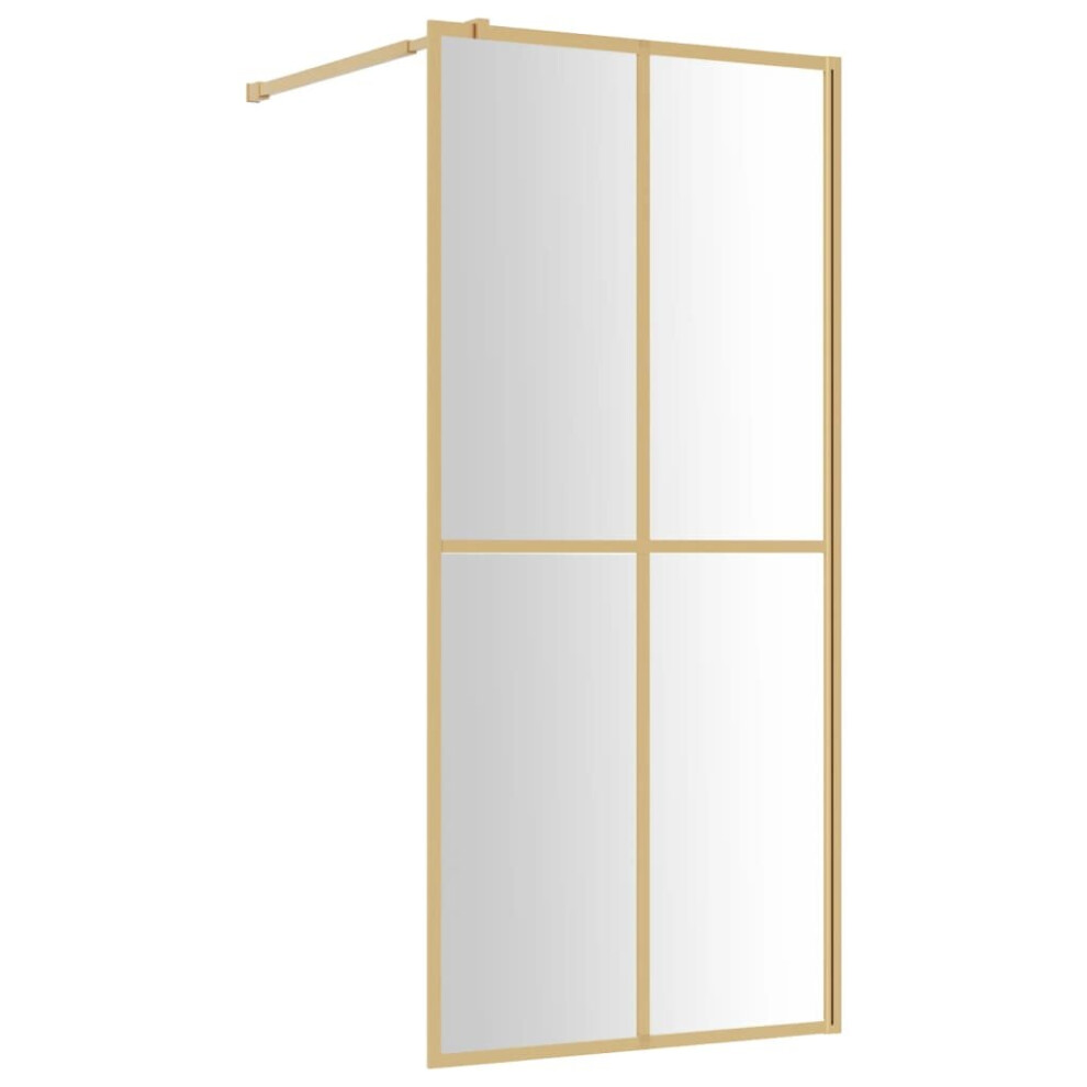 Vidaxl Walk-In Shower Wall Bath Screen Shower Screen With Clear Esg Glass Gold