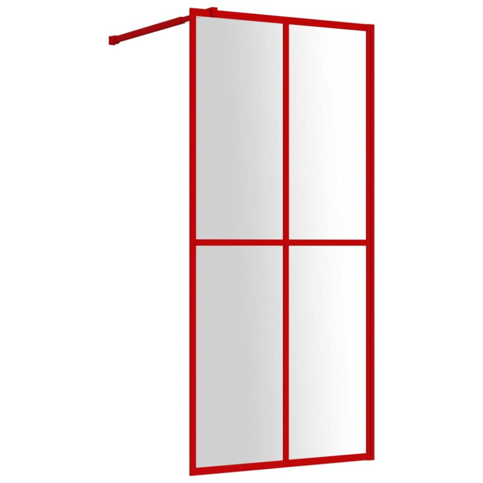 vidaXL Walk-in Shower Wall Bath Screen Shower Screen with Clear ESG Glass Red