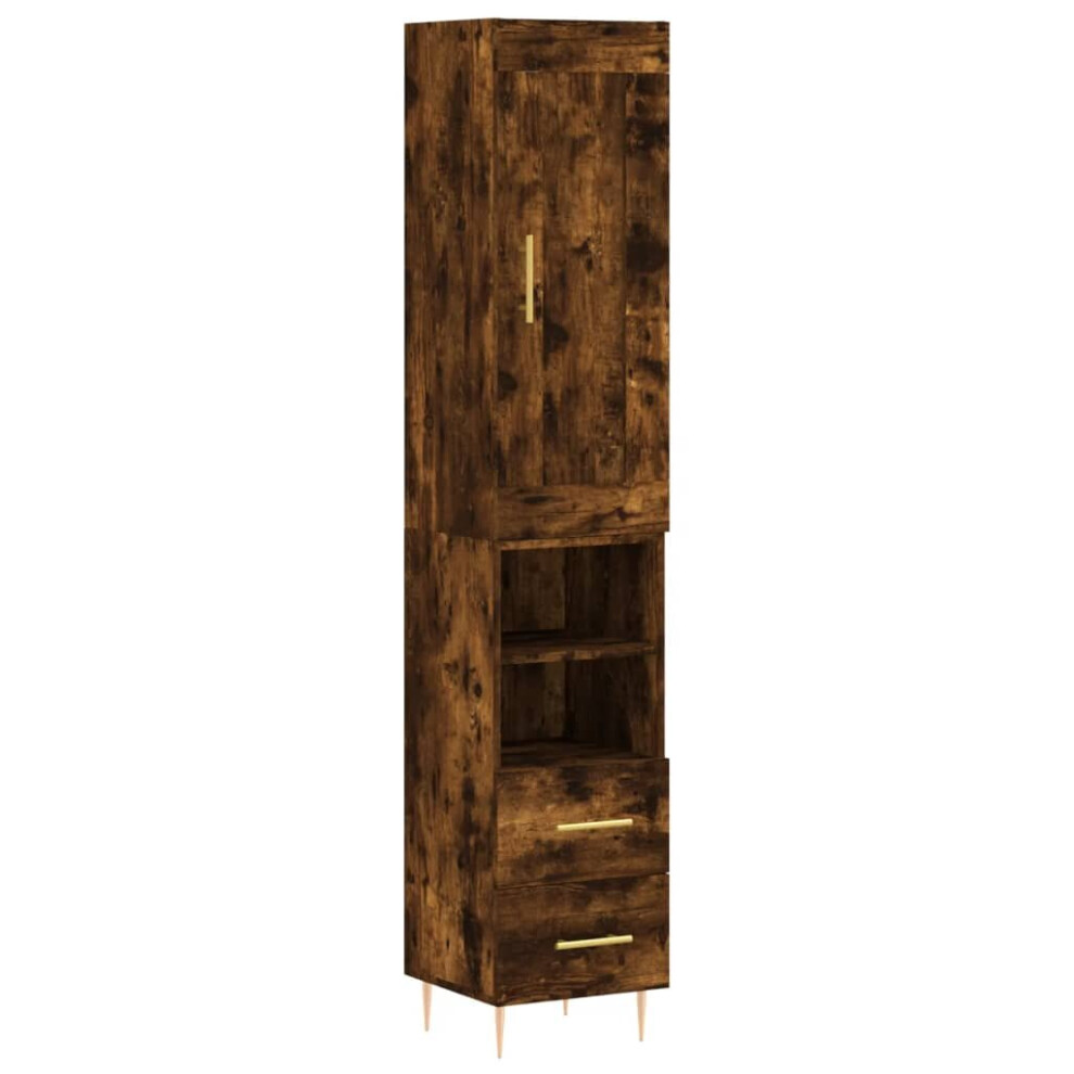 vidaXL Highboard Sideboard Cupboard Side Cabinet Smoked Oak Engineered Wood