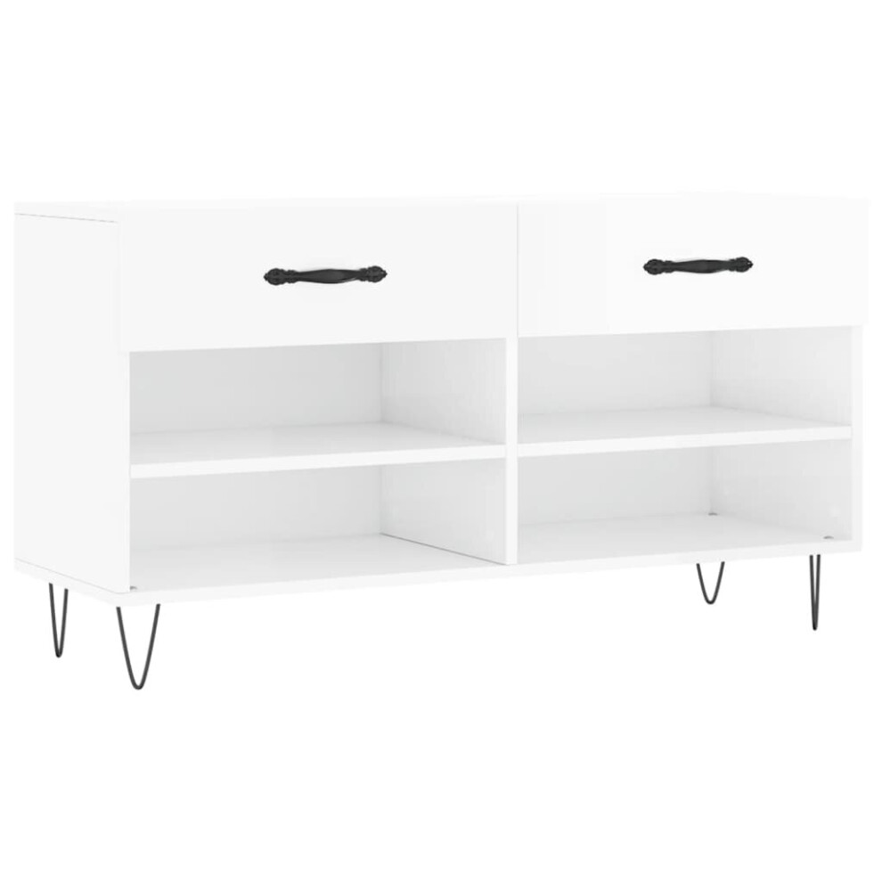 vidaXL Shoe Bench Shoe Storage Shoe Rack High Gloss White Engineered Wood