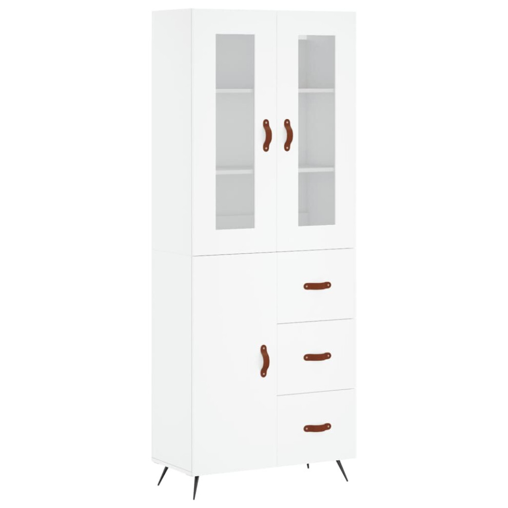 Vidaxl Highboard Sideboard Cupboard Storage Cabinet White Engineered Wood
