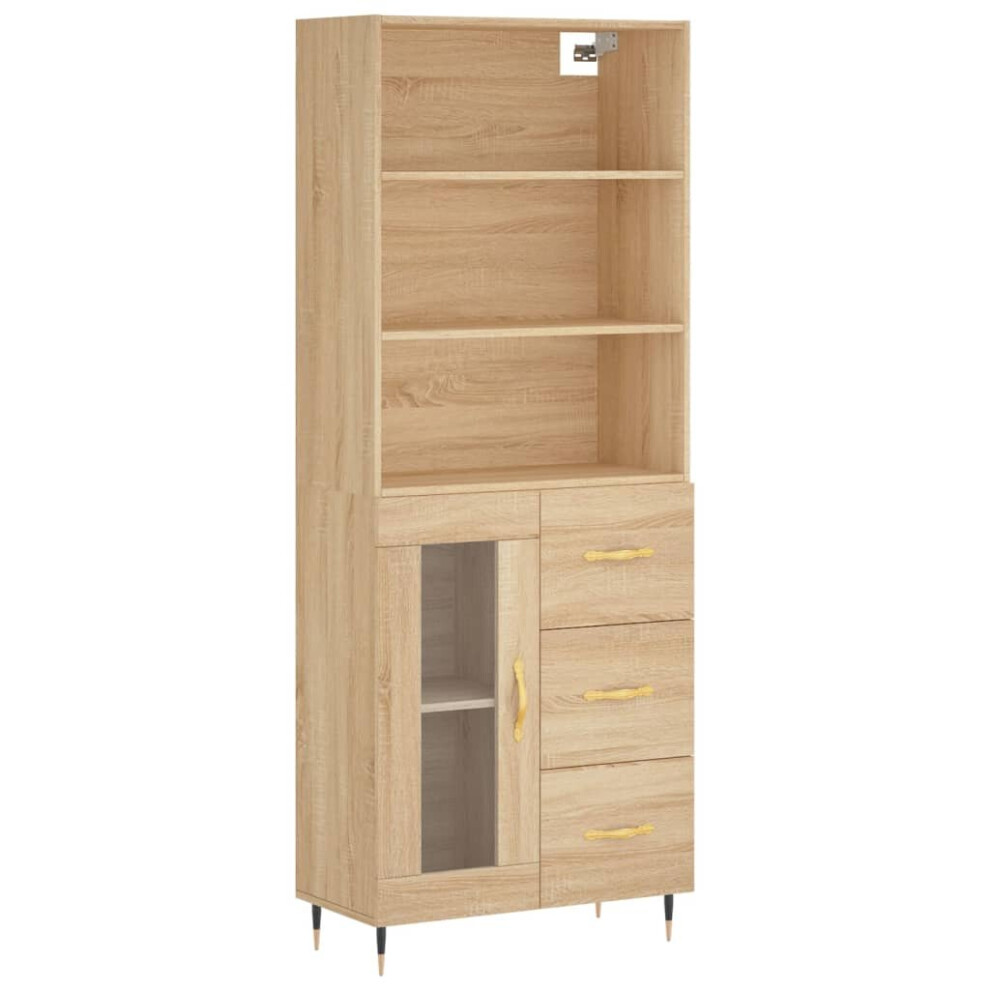 vidaXL Highboard Sideboard Cupboard Storage Cabinet Sonoma Oak Engineered Wood