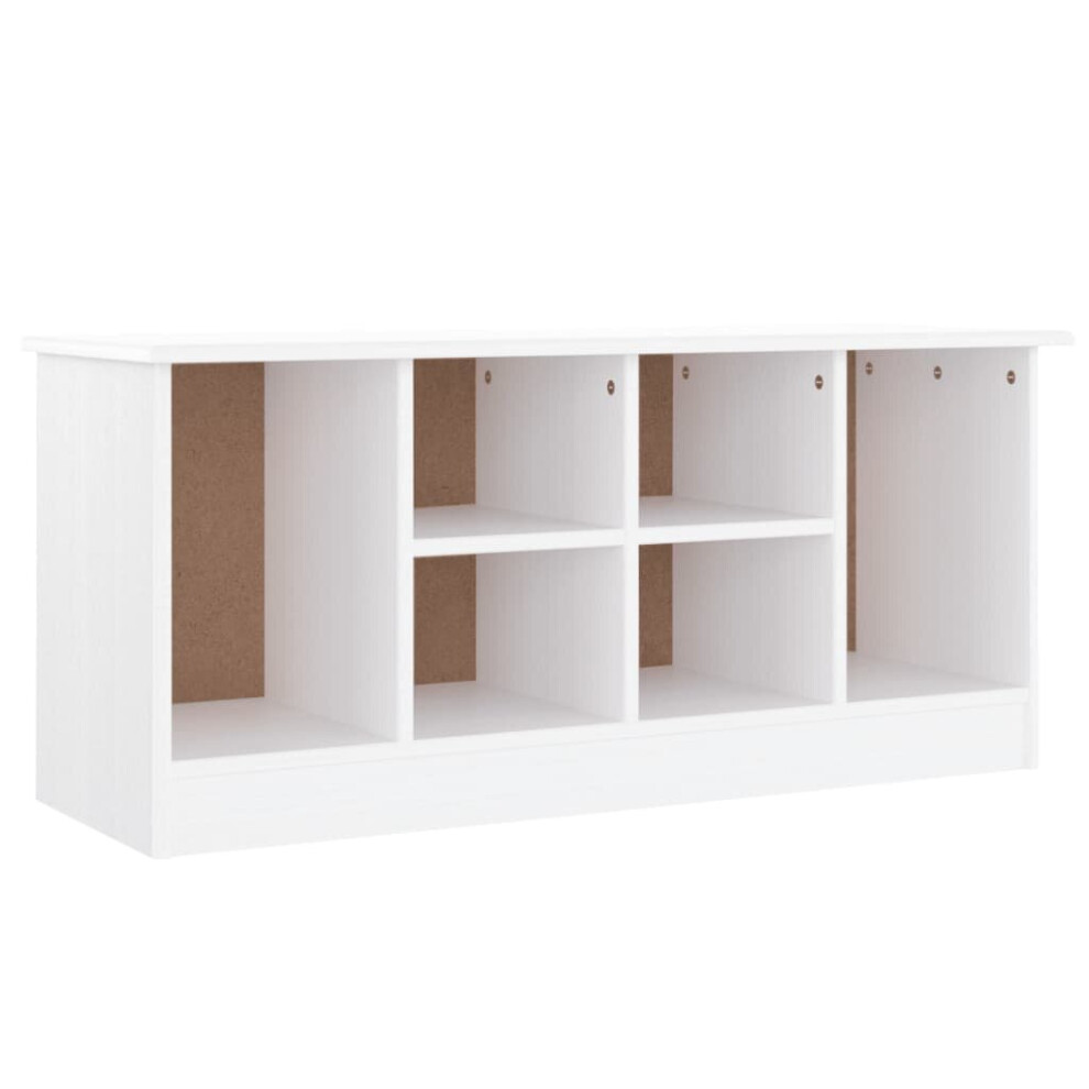 (white) vidaXL Shoe Bench Wooden Storage Bench Shoe Rack Cupboard ALTA Solid Wood Pine