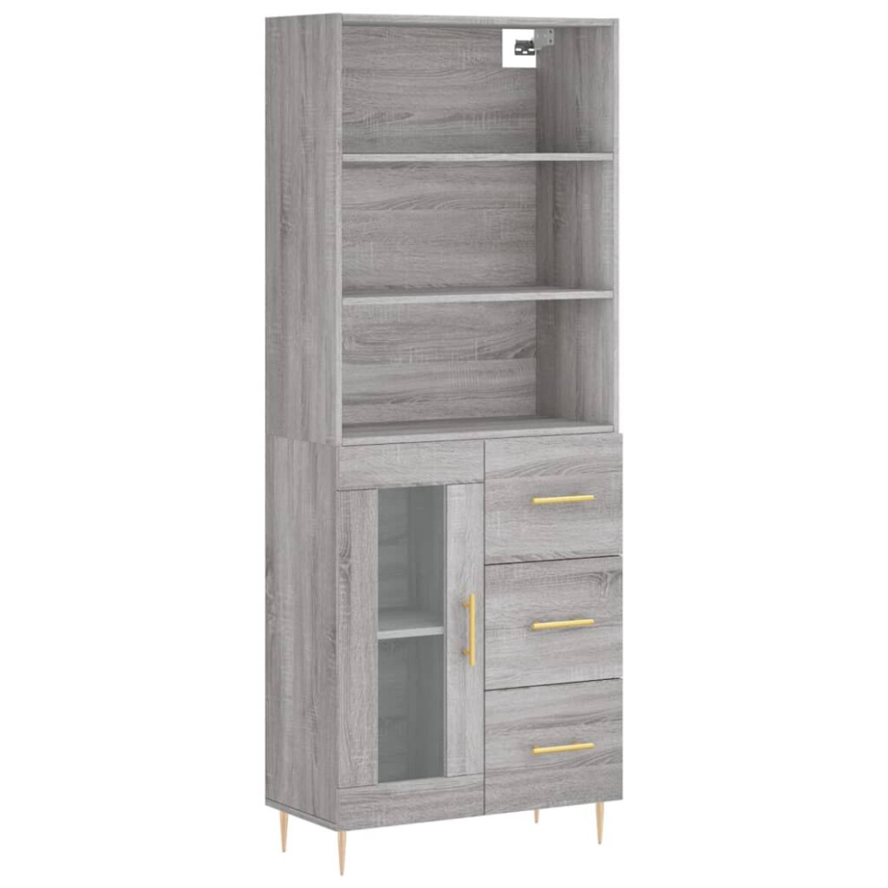Vidaxl Grey Highboard Sideboard Cupboard Side Cabinet Sonoma Engineered Wood