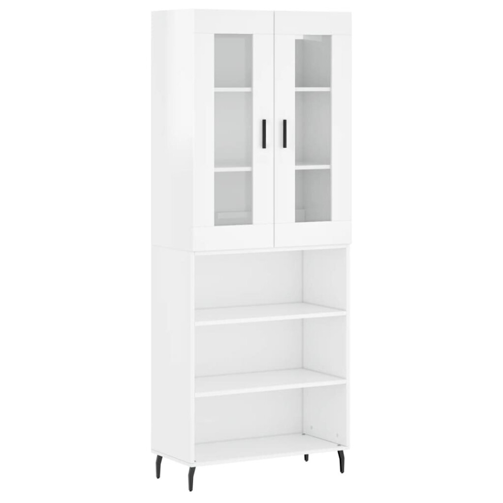 vidaXL Highboard Sideboard Cupboard Cabinet High Gloss White Engineered Wood