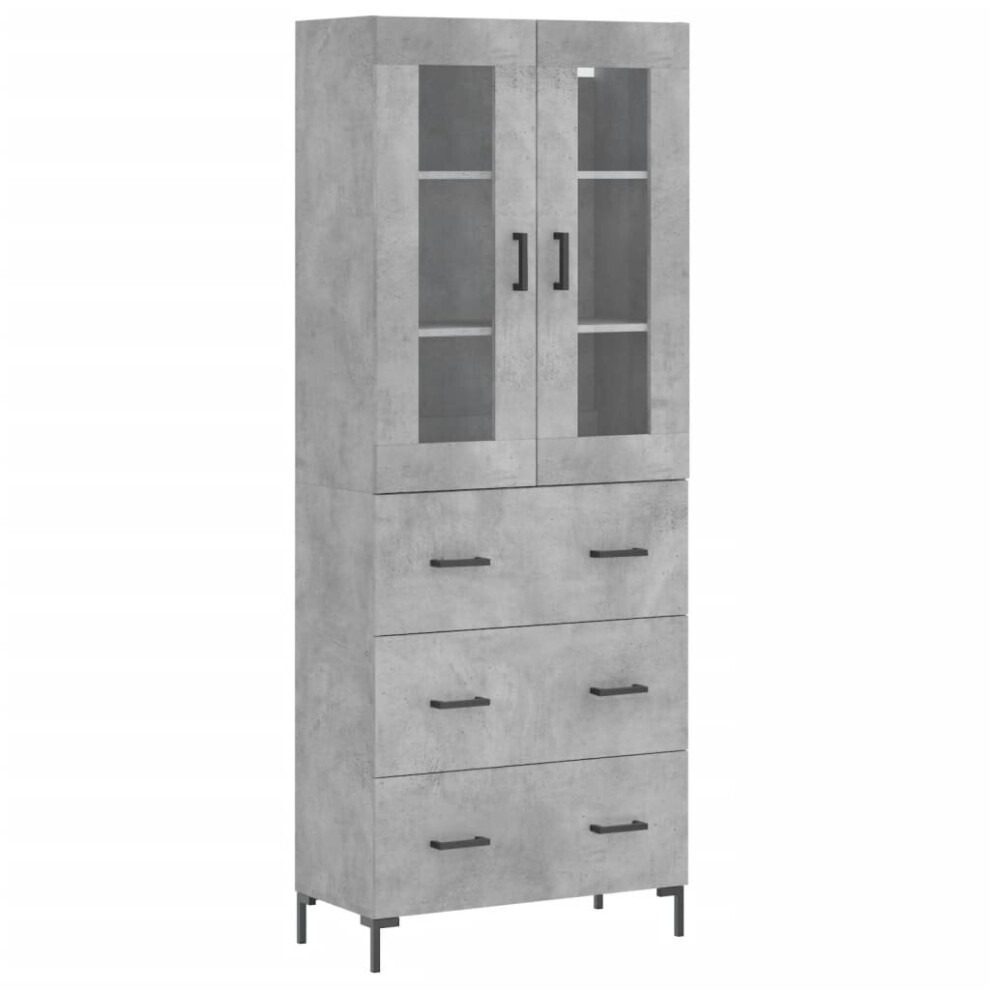 Vidaxl Highboard Sideboard Cupboard Side Cabinet Concrete Grey Engineered Wood