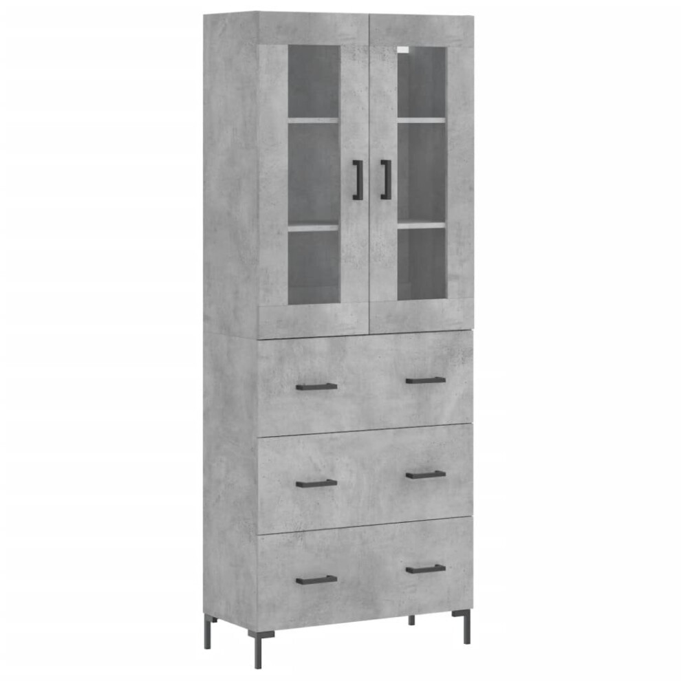 vidaXL Highboard Sideboard Cupboard Side Cabinet Concrete Grey Engineered Wood