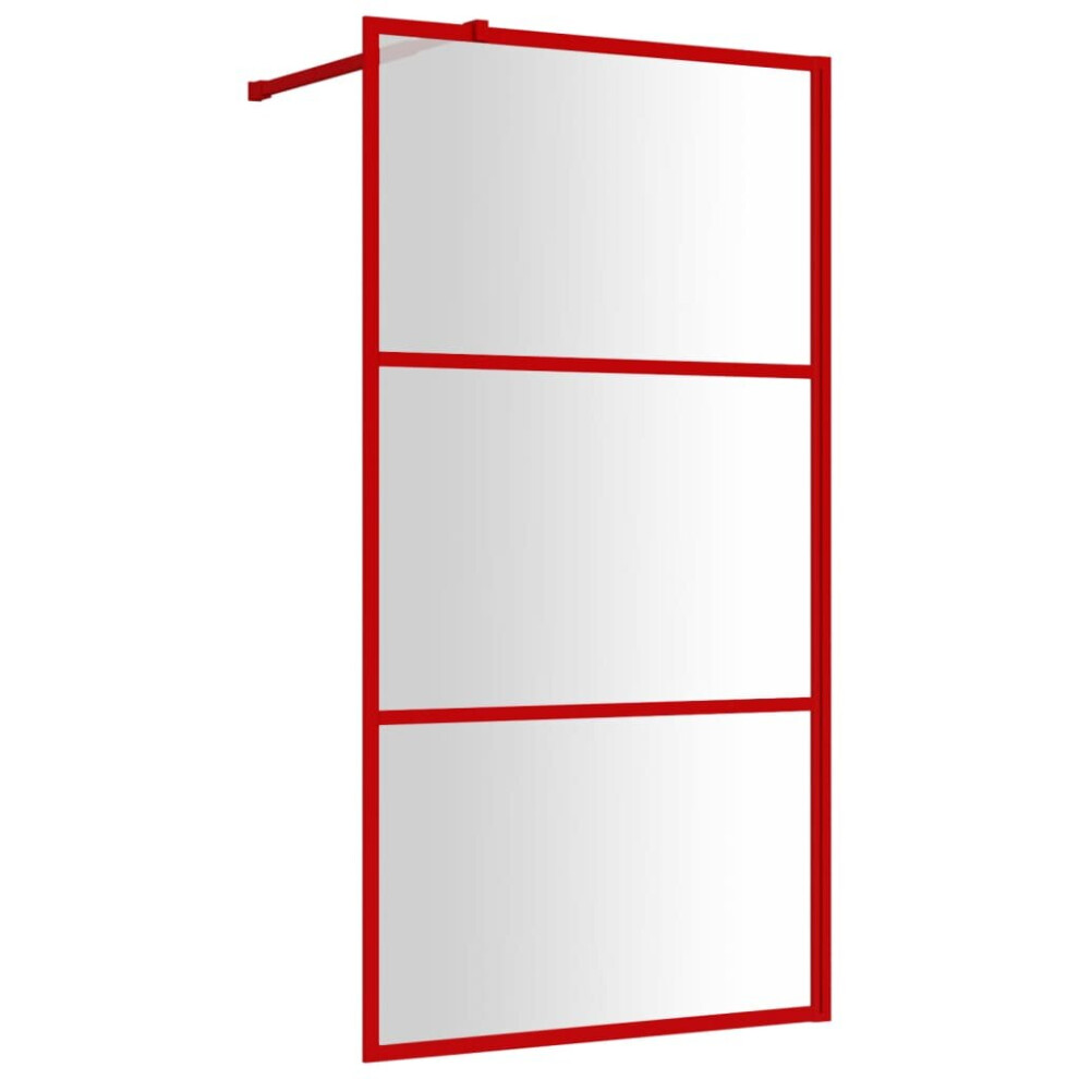 vidaXL Walk-in Shower Wall Bath Screen Shower Screen with Clear ESG Glass Red