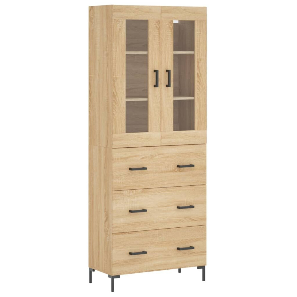 Vidaxl Highboard Sideboard Cupboard Storage Cabinet Sonoma Oak Engineered Wood