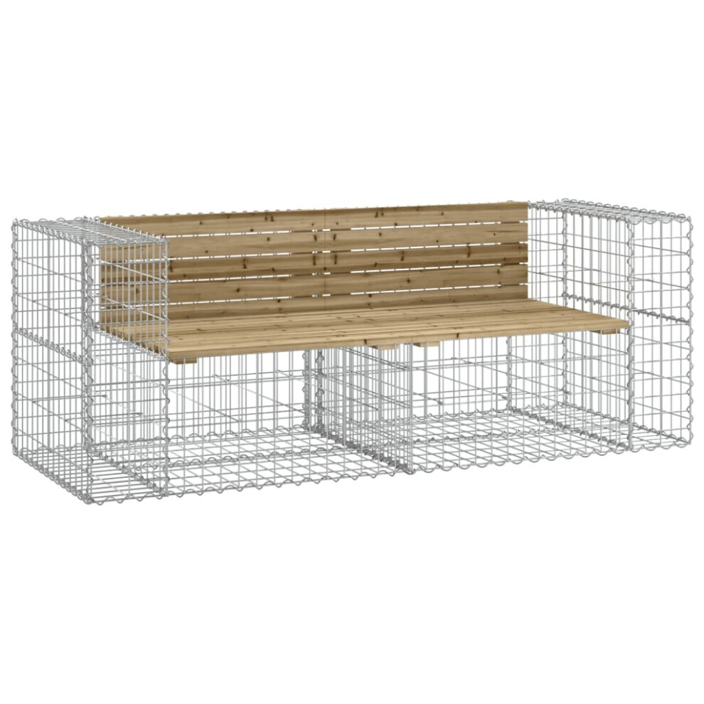 Vidaxl (Dark Brown) Garden Bench Outdoor Park Bench Gabion Design Impregnated Wood Pine