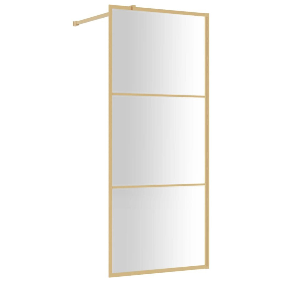 Vidaxl Walk-In Shower Wall Bath Screen Shower Screen With Clear Esg Glass Gold