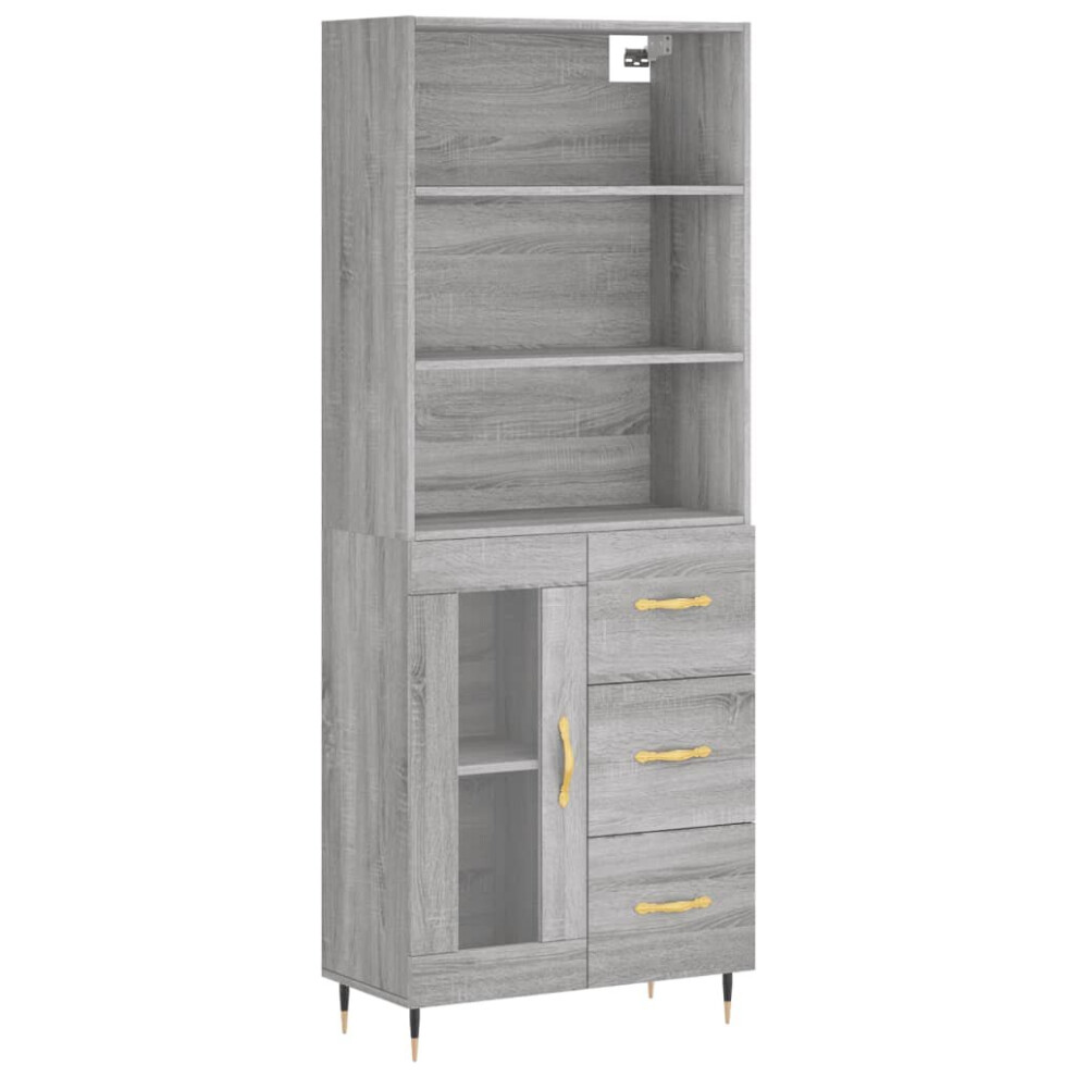 Vidaxl Highboard Sideboard Cupboard Side Cabinet Grey Sonoma Engineered Wood