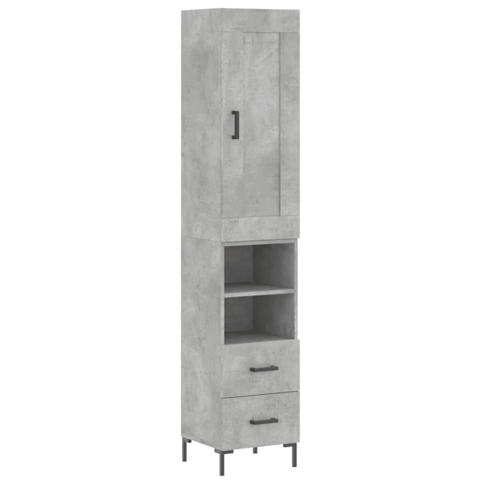Vidaxl Grey Highboard Sideboard Cupboard Side Cabinet Concrete Engineered Wood