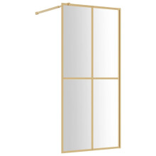 vidaXL Walk-in Shower Wall Bath Screen Shower Screen with Clear ESG Glass Gold
