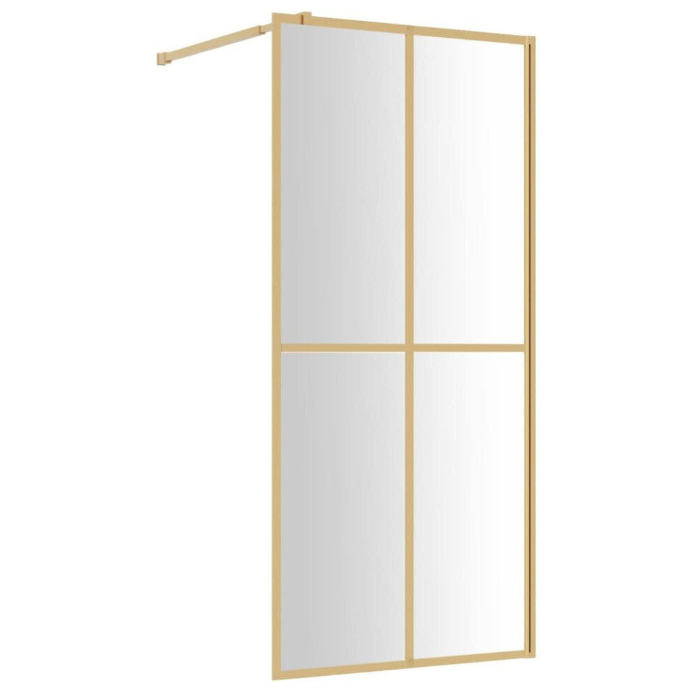 Vidaxl Walk-In Shower Wall Bath Screen Shower Screen With Clear Esg Glass Gold