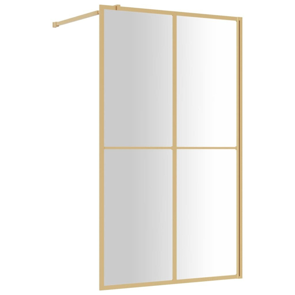 Vidaxl Walk-In Shower Wall Bath Screen Shower Screen With Clear Esg Glass Gold