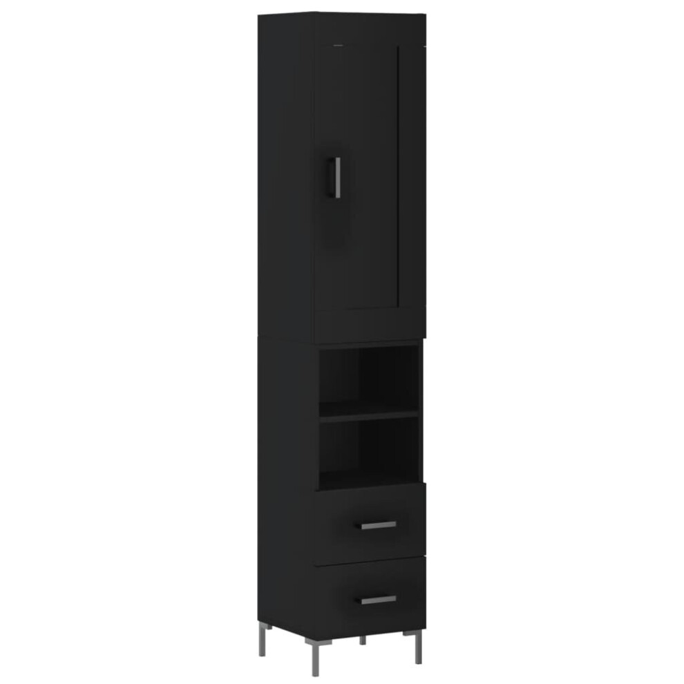 vidaXL Highboard Sideboard Storage Cabinet Side Cabinet Black Engineered Wood