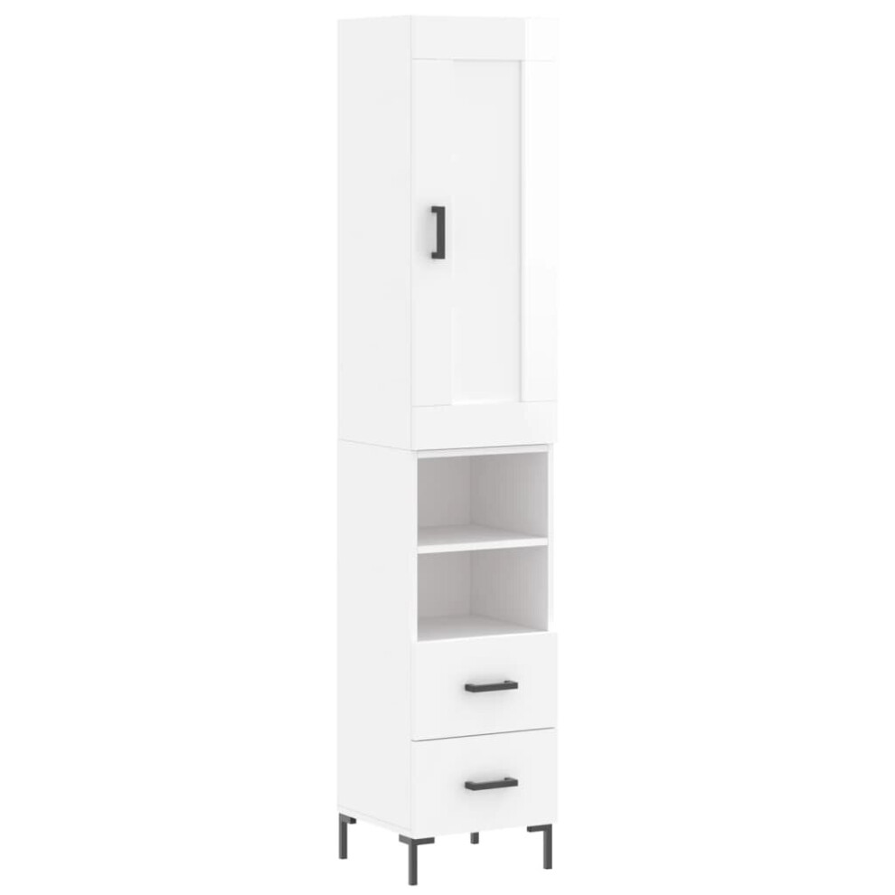 vidaXL Highboard Sideboard Storage Cabinet High Gloss White Engineered Wood