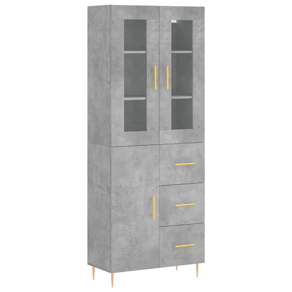 vidaXL Highboard Sideboard Cupboard Side Cabinet Concrete Grey Engineered Wood