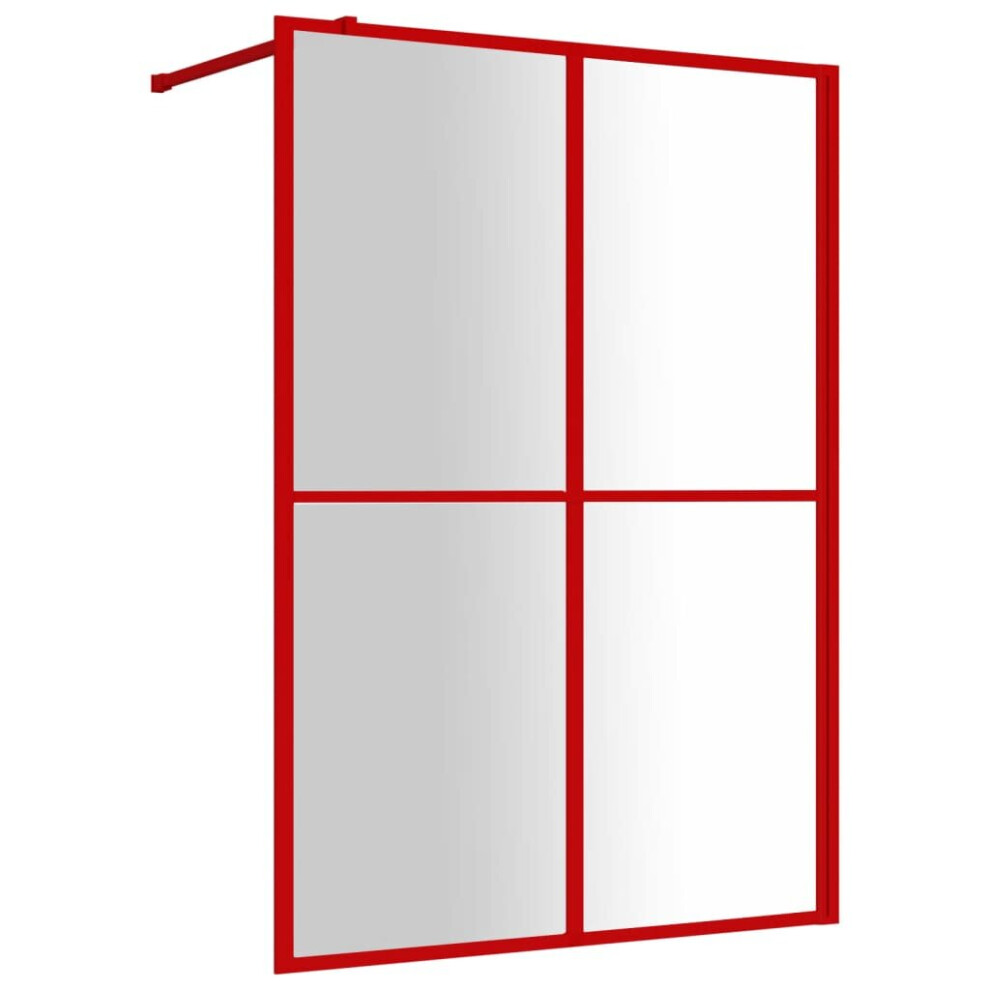 vidaXL Walk-in Shower Wall Bath Screen Shower Screen with Clear ESG Glass Red