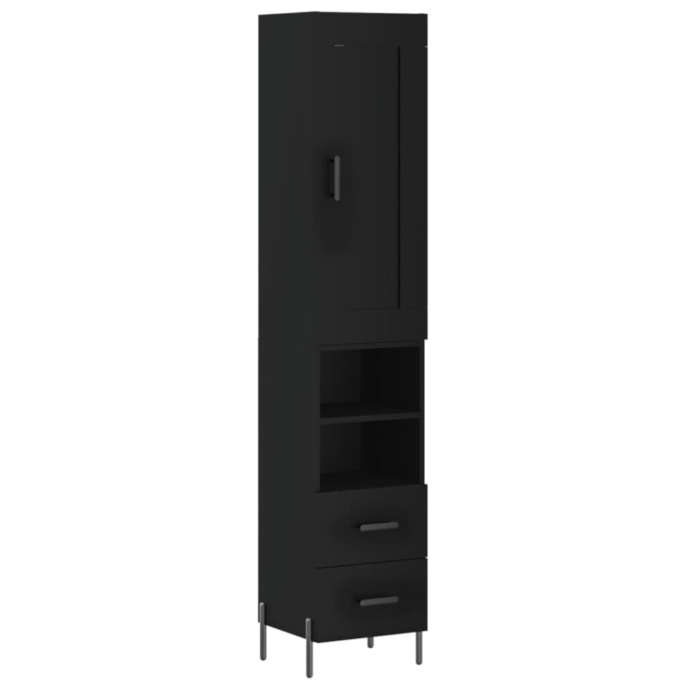 vidaXL Highboard Sideboard Storage Cabinet Side Cabinet Black Engineered Wood