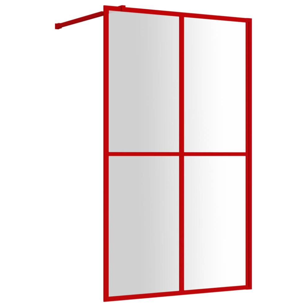 vidaXL Walk-in Shower Wall Bath Screen Shower Screen with Clear ESG Glass Red