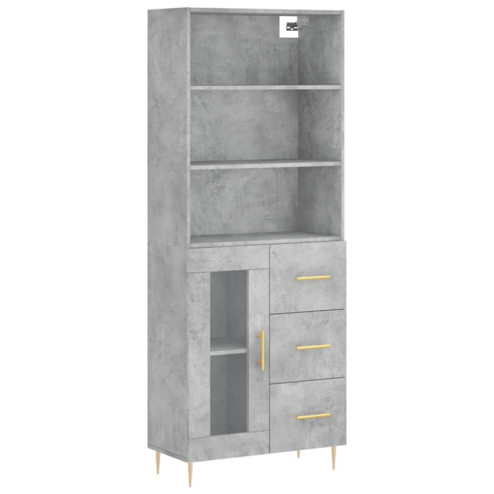 vidaXL Highboard Sideboard Cupboard Side Cabinet Concrete Grey Engineered Wood