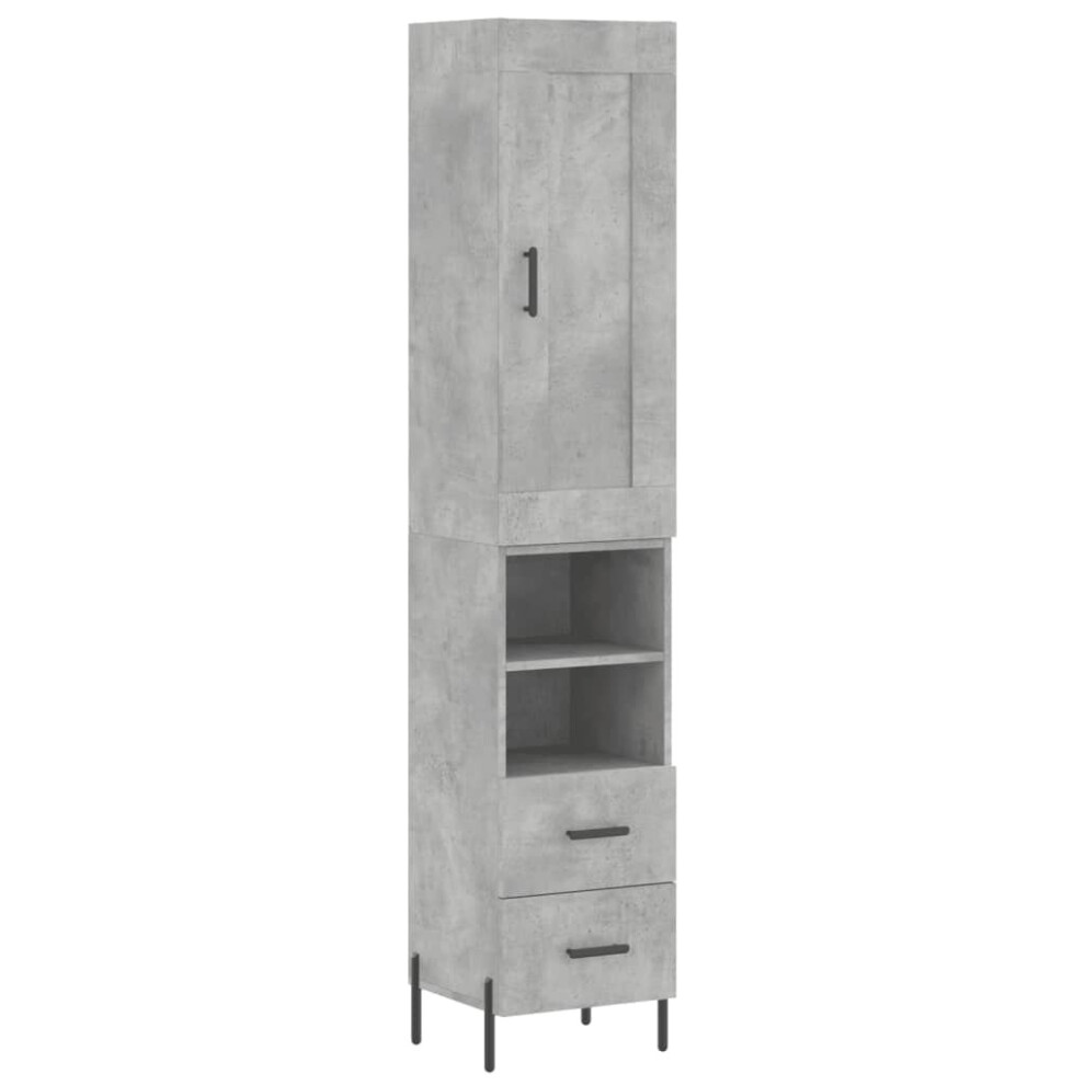 Vidaxl Highboard Sideboard Cupboard Side Cabinet Concrete Grey Engineered Wood
