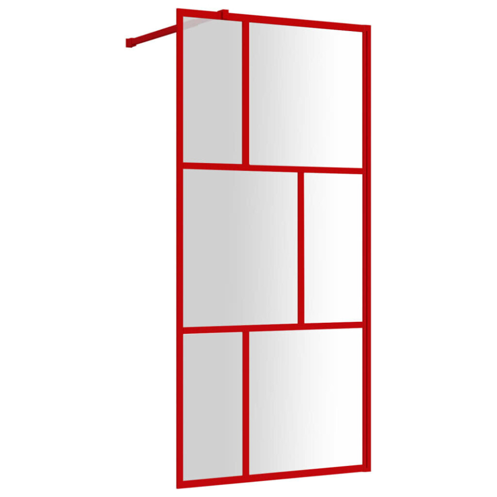 vidaXL Walk-in Shower Wall Bath Screen Shower Screen with Clear ESG Glass Red