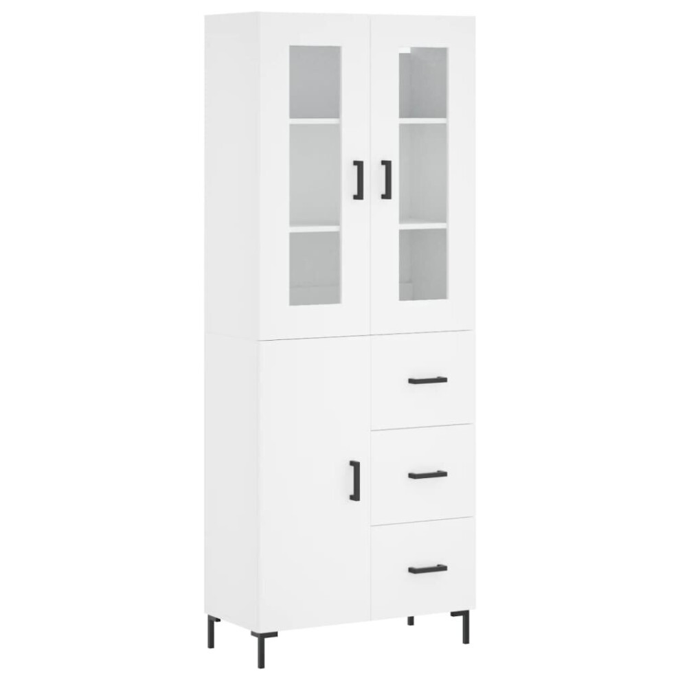 vidaXL Highboard Sideboard Cupboard Storage Cabinet White Engineered Wood