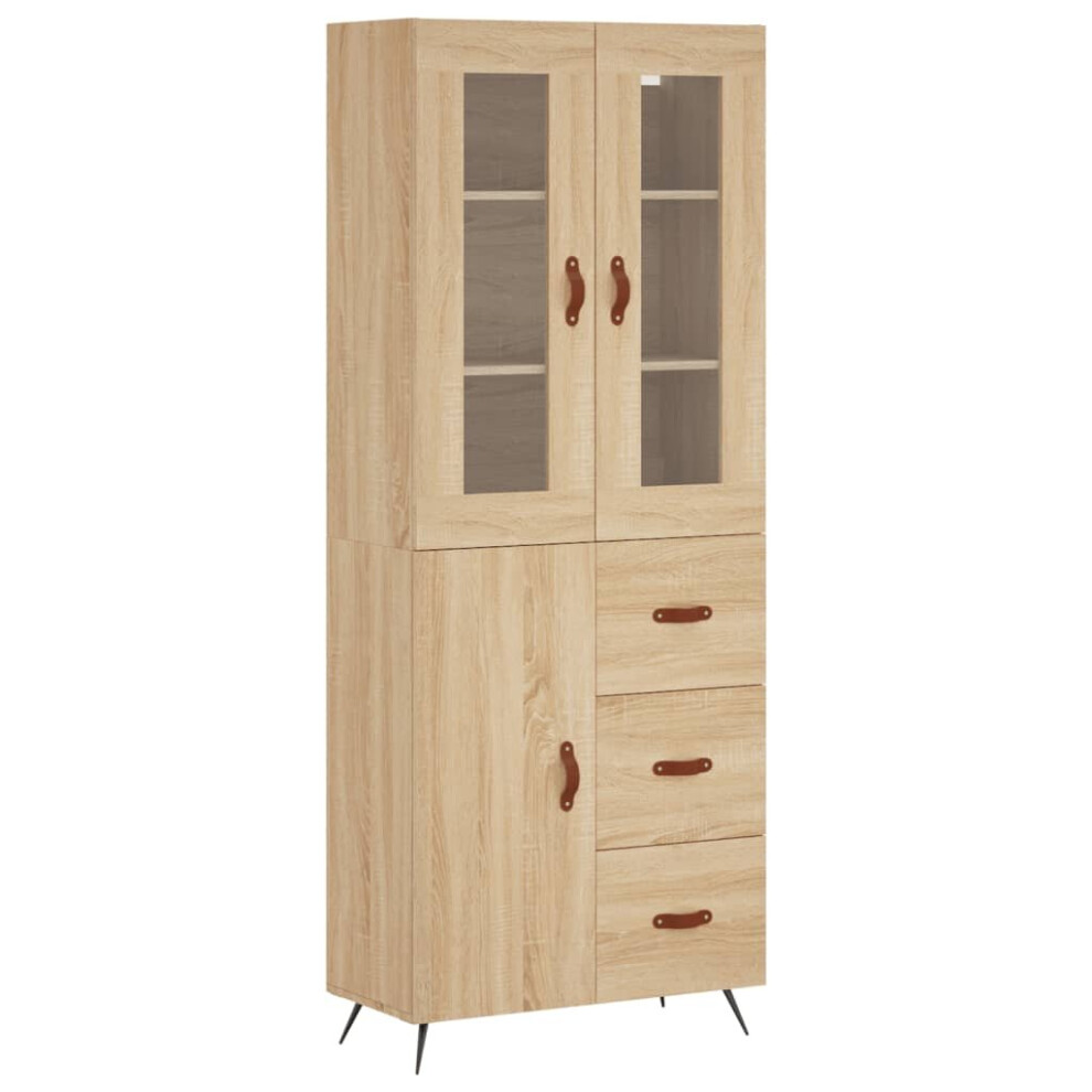 vidaXL Highboard Sideboard Cupboard Storage Cabinet Sonoma Oak Engineered Wood