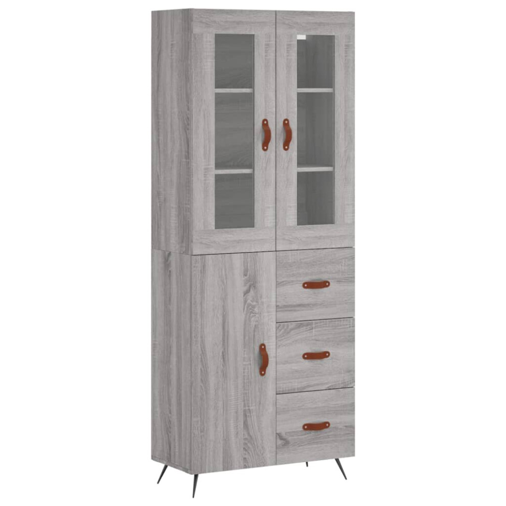 vidaXL Highboard Sideboard Cupboard Side Cabinet Grey Sonoma Engineered Wood