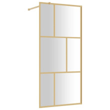 vidaXL Gold Walk-In Shower Screen with Clear ESG Glass, Adjustable 88-90x195 cm, 5 mm Glass