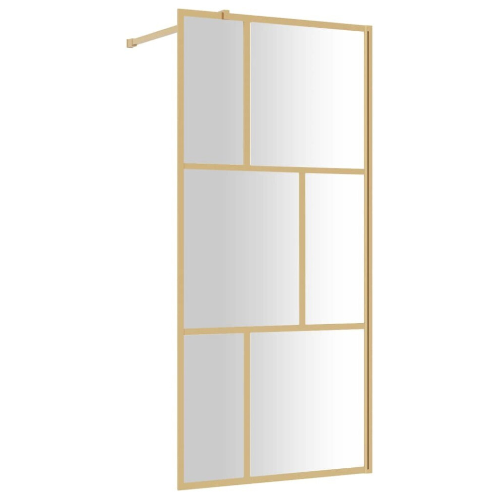 vidaXL Walk-in Shower Wall Bath Screen Shower Screen with Clear ESG Glass Gold