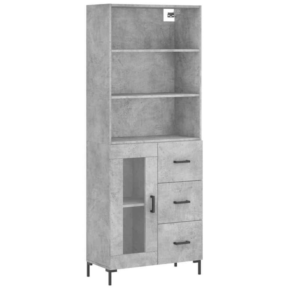 Vidaxl Highboard Sideboard Cupboard Side Cabinet Concrete Grey Engineered Wood