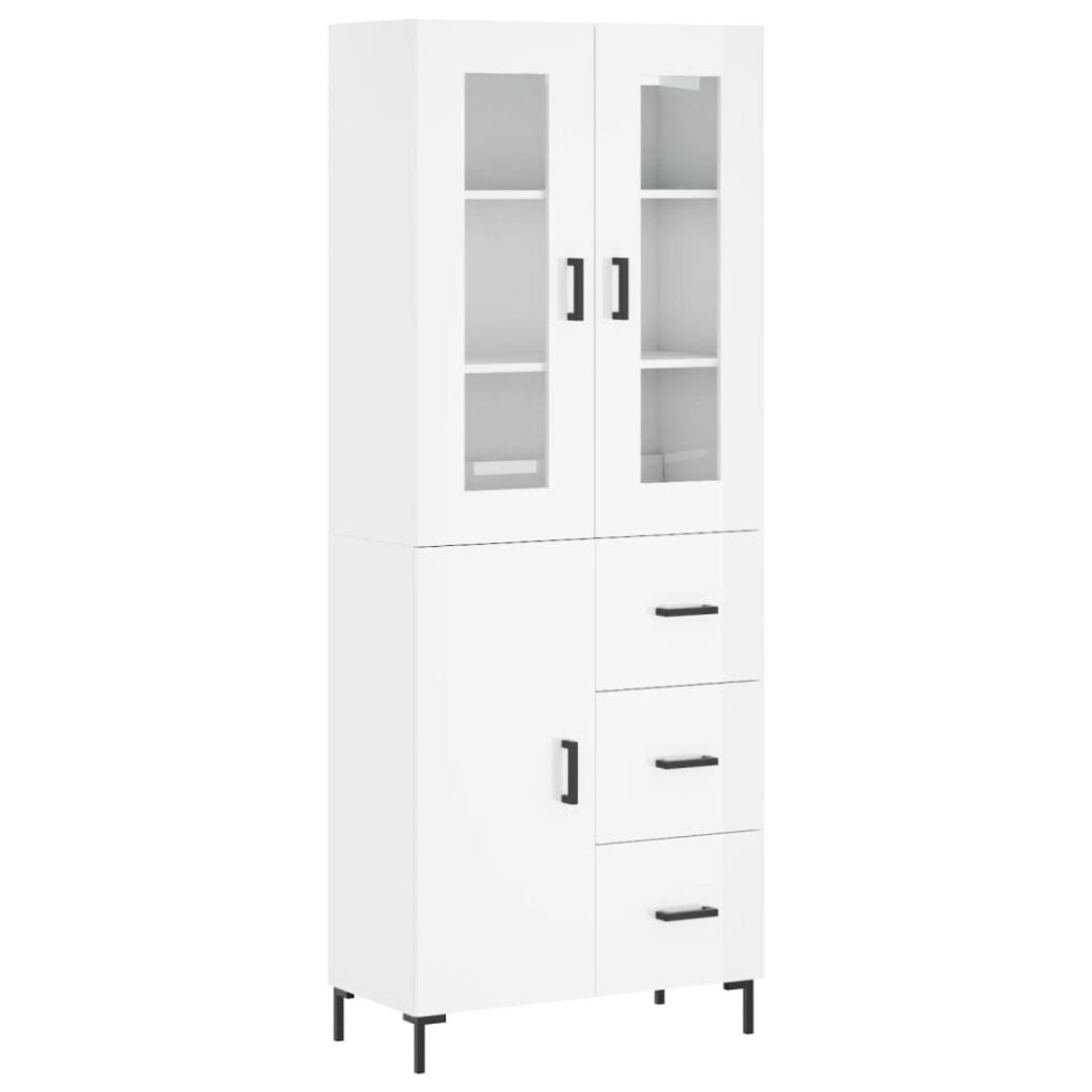 vidaXL Highboard Sideboard Cupboard Cabinet High Gloss White Engineered Wood