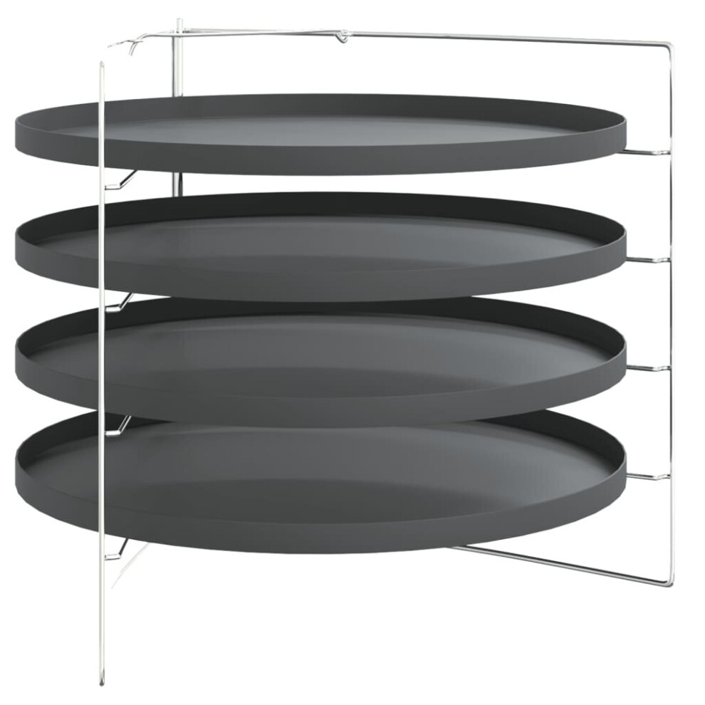 vidaXL Pizza Pans Pizza Tray Kitchen Pizza Oven Tray with Rack 4 pcs Steel 
