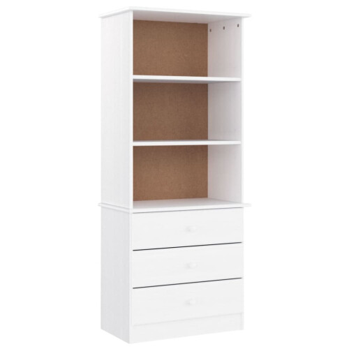 VidaXL (white) vidaXL Bookcase Book Shelf Display Cabinet with Drawers ALTA Solid Wood Pine
