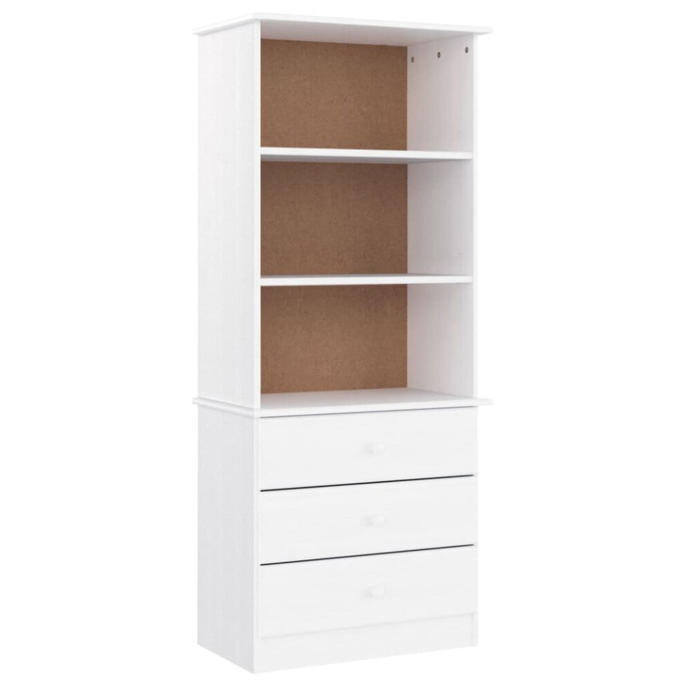 Vidaxl (White) Bookcase Book Shelf Display Cabinet With Drawers Alta Solid Wood Pine