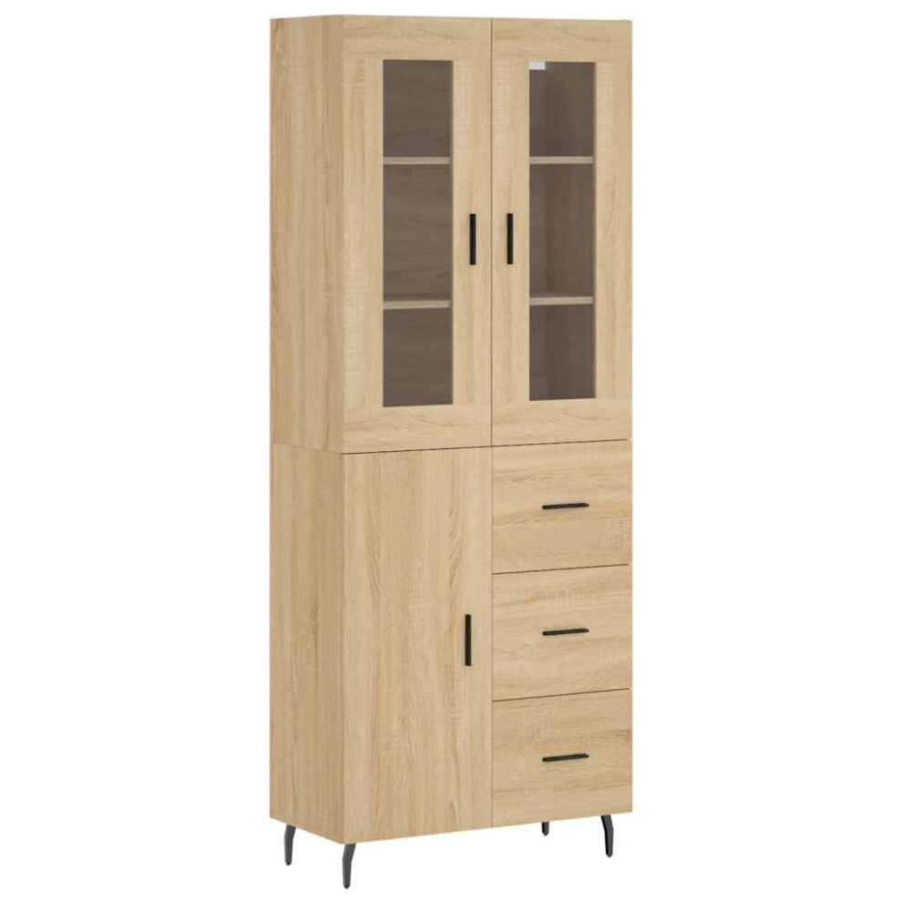 Vidaxl Highboard Sideboard Cupboard Storage Cabinet Sonoma Oak Engineered Wood