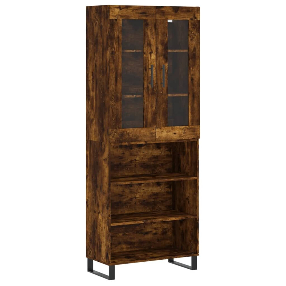 vidaXL Highboard Sideboard Cupboard Storage Cabinet Smoked Oak Engineered Wood