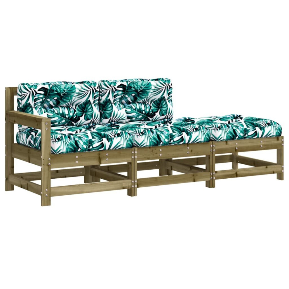 vidaXL Garden Lounge Set Sofa Set 3 Piece with Cushions Impregnated Wood Pine