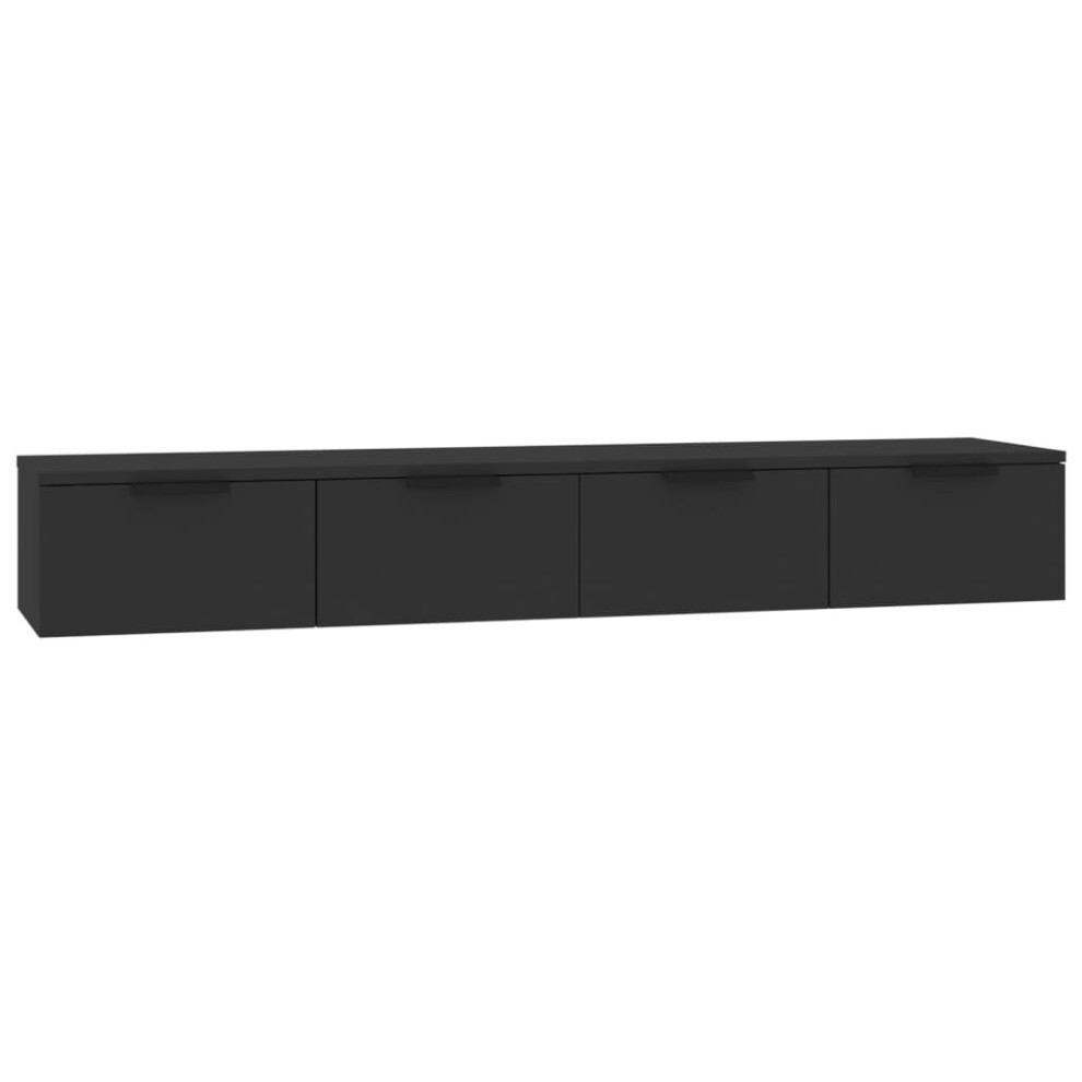 vidaXL 2x Wall Cabinets Black Engineered Wood Wall Shelf Floating Cabinet