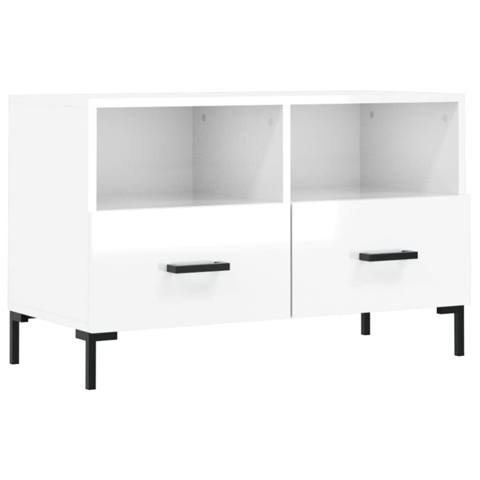 Vidaxl (High Gloss White) Tv Cabinet Tv Unit Sideboard Media Unit Tv Stand White Engineered Wood