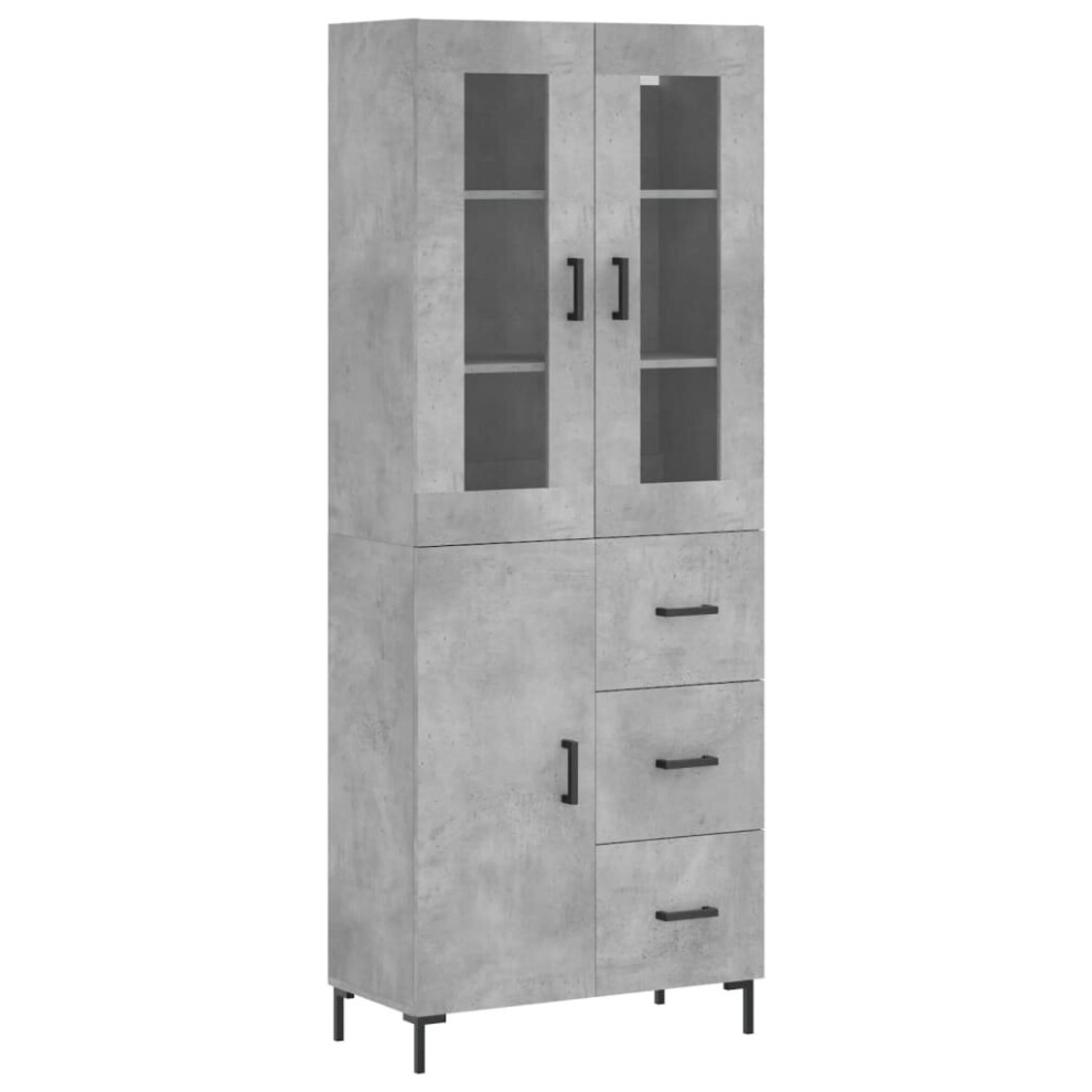 vidaXL Highboard Sideboard Cupboard Side Cabinet Concrete Grey Engineered Wood