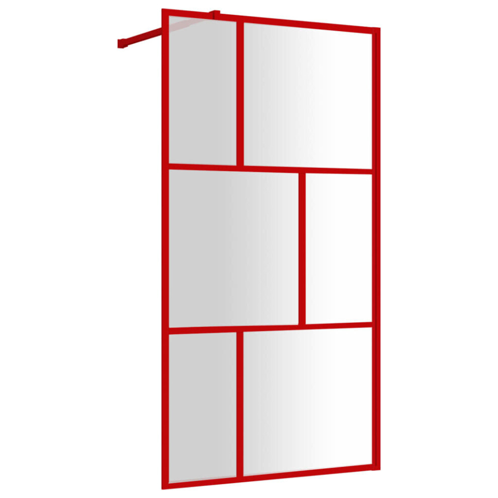 vidaXL Walk-in Shower Wall Bath Screen Shower Screen With Clear ESG Glass Red