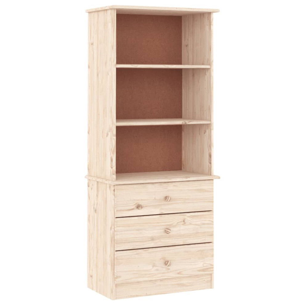 Vidaxl (Brown) Bookcase Book Shelf Display Cabinet With Drawers Alta Solid Wood Pine